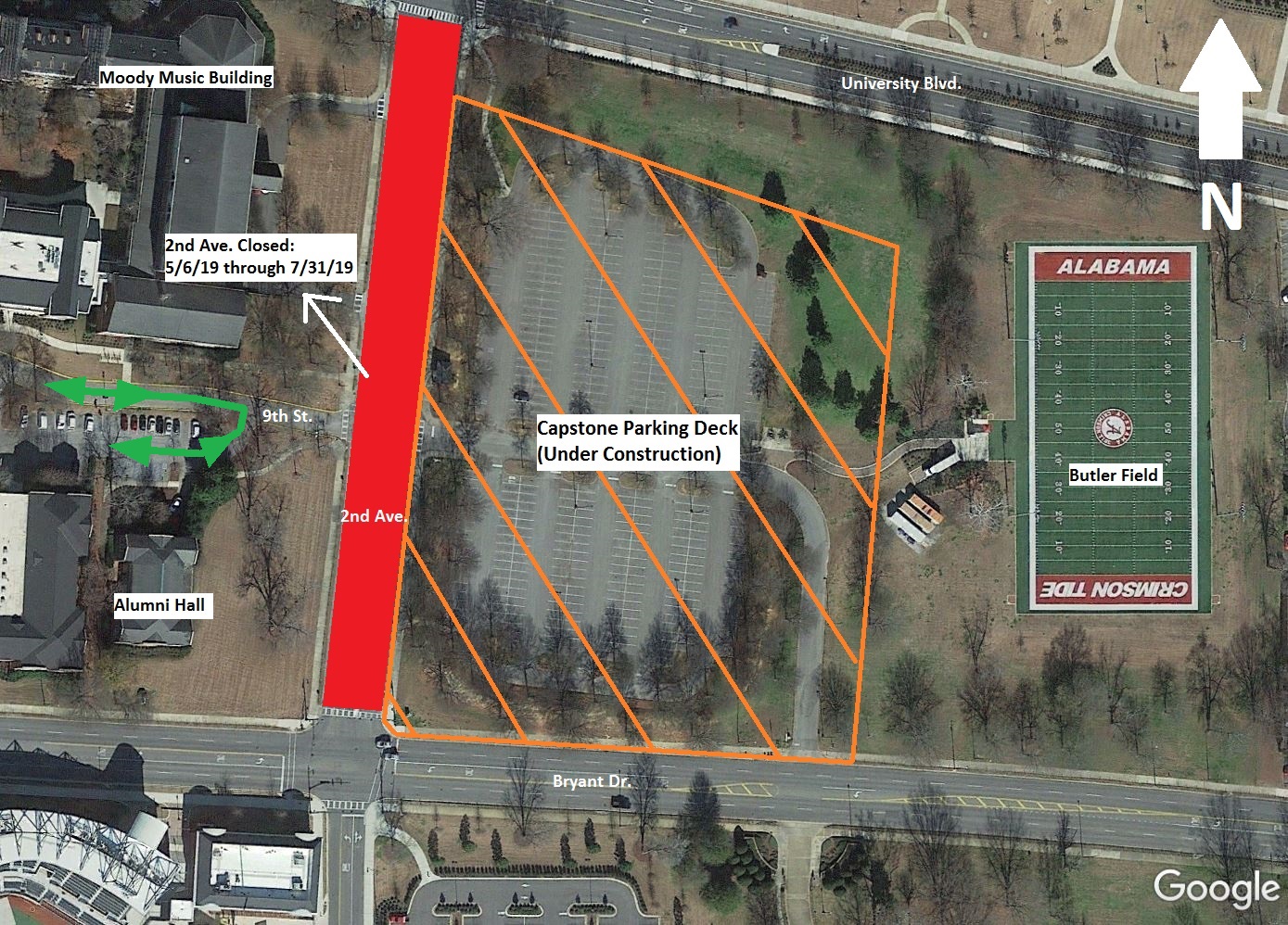 Map showing the shutdown of 2nd Avenue